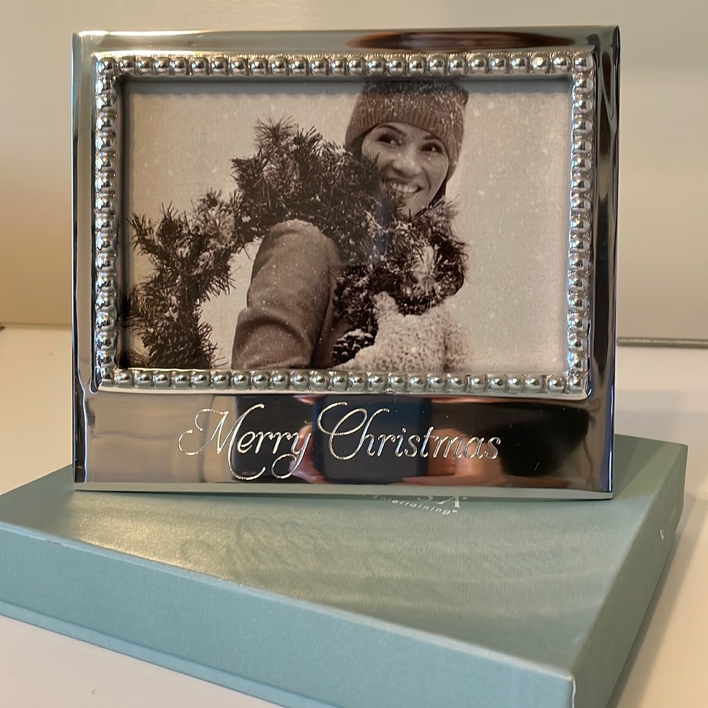 Mariposa Beaded Silver “Merry Christmas” 4 x 6 Photo Frame